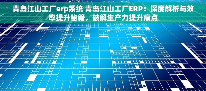 青岛江山工厂erp系统 青岛江山工厂ERP：深度解析与效率提升秘籍，破解生产力提升痛点