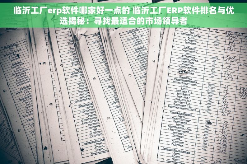 临沂工厂erp软件哪家好一点的 临沂工厂ERP软件排名与优选揭秘：寻找最适合的市场领导者