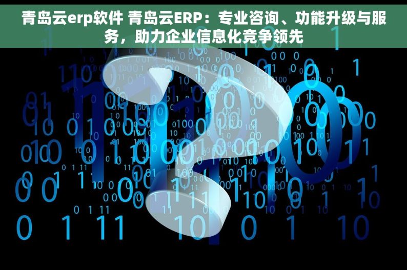 青岛云erp软件 青岛云ERP：专业咨询、功能升级与服务，助力企业信息化竞争领先