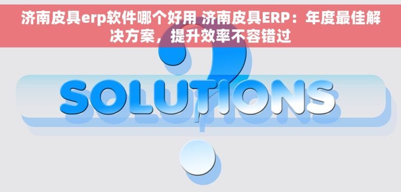 济南皮具erp软件哪个好用 济南皮具ERP：年度最佳解决方案，提升效率不容错过