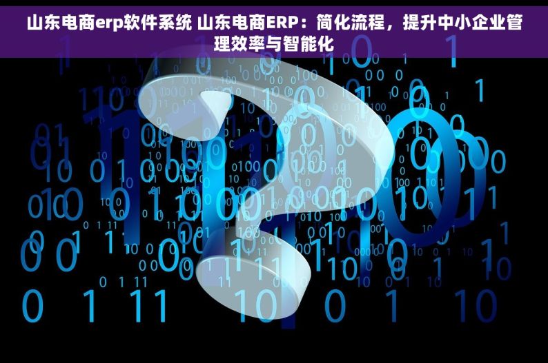 山东电商erp软件系统 山东电商ERP：简化流程，提升中小企业管理效率与智能化