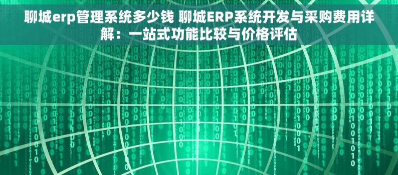 聊城erp管理系统多少钱 聊城ERP系统开发与采购费用详解：一站式功能比较与价格评估