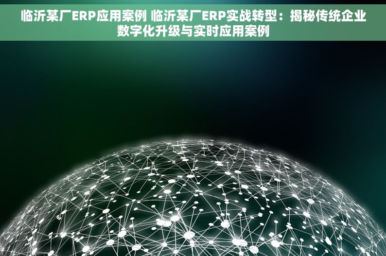 临沂某厂ERP应用案例 临沂某厂ERP实战转型：揭秘传统企业数字化升级与实时应用案例