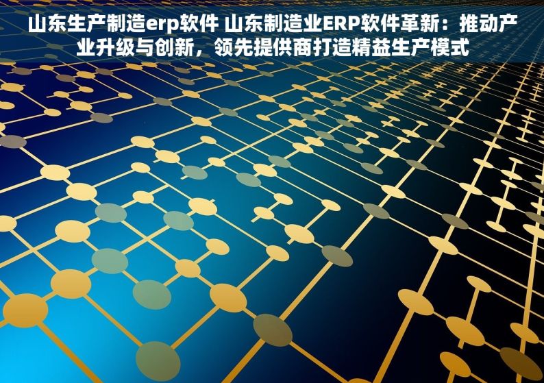 山东生产制造erp软件 山东制造业ERP软件革新：推动产业升级与创新，领先提供商打造精益生产模式