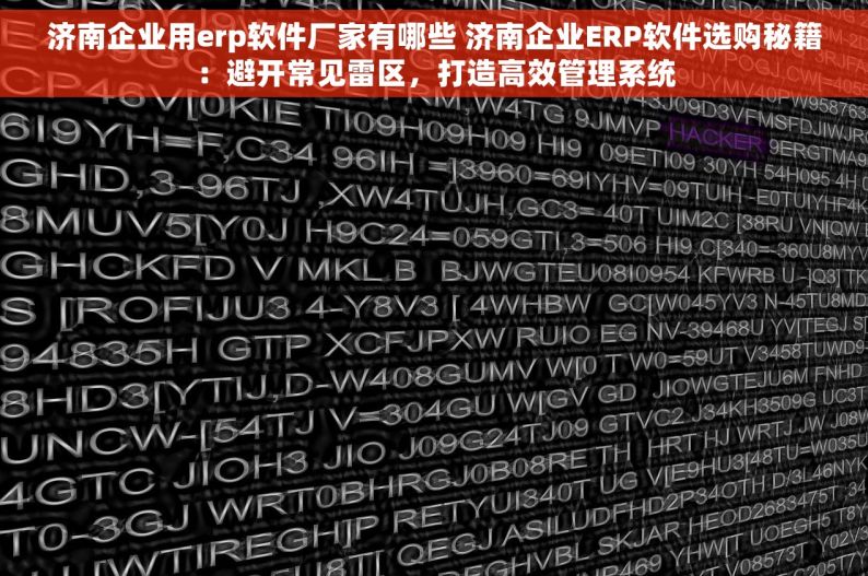 济南企业用erp软件厂家有哪些 济南企业ERP软件选购秘籍：避开常见雷区，打造高效管理系统