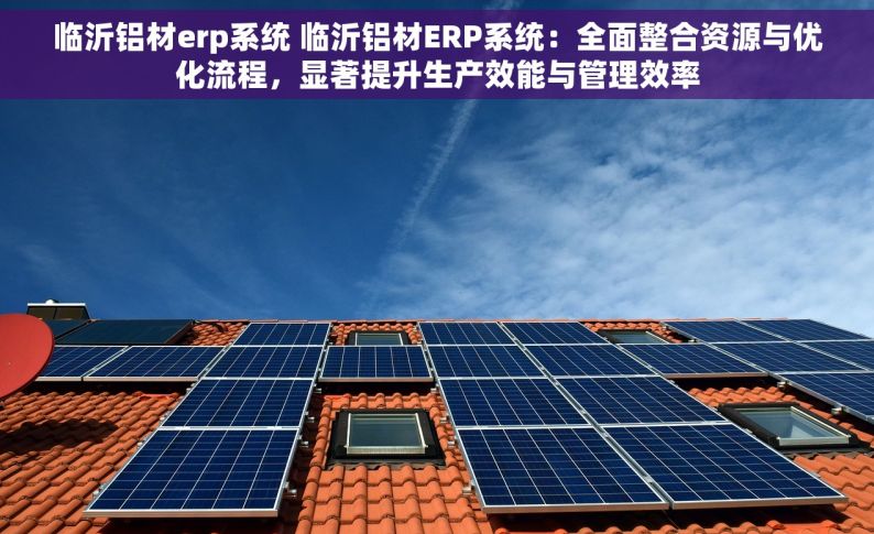 临沂铝材erp系统 临沂铝材ERP系统：全面整合资源与优化流程，显著提升生产效能与管理效率