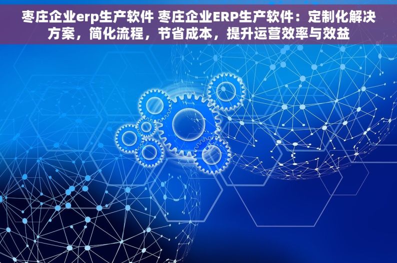 枣庄企业erp生产软件 枣庄企业ERP生产软件：定制化解决方案，简化流程，节省成本，提升运营效率与效益