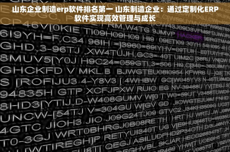 山东企业制造erp软件排名第一 山东制造企业：通过定制化ERP软件实现高效管理与成长