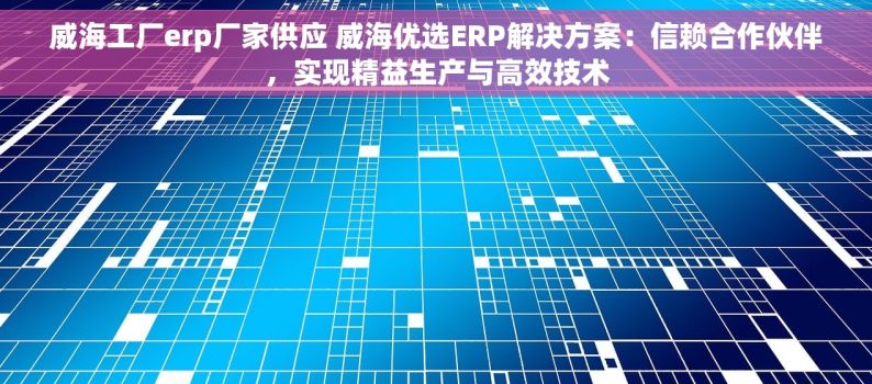 威海工厂erp厂家供应 威海优选ERP解决方案：信赖合作伙伴，实现精益生产与高效技术