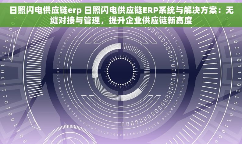 日照闪电供应链erp 日照闪电供应链ERP系统与解决方案：无缝对接与管理，提升企业供应链新高度