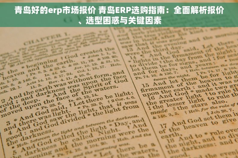 青岛好的erp市场报价 青岛ERP选购指南：全面解析报价、选型困惑与关键因素