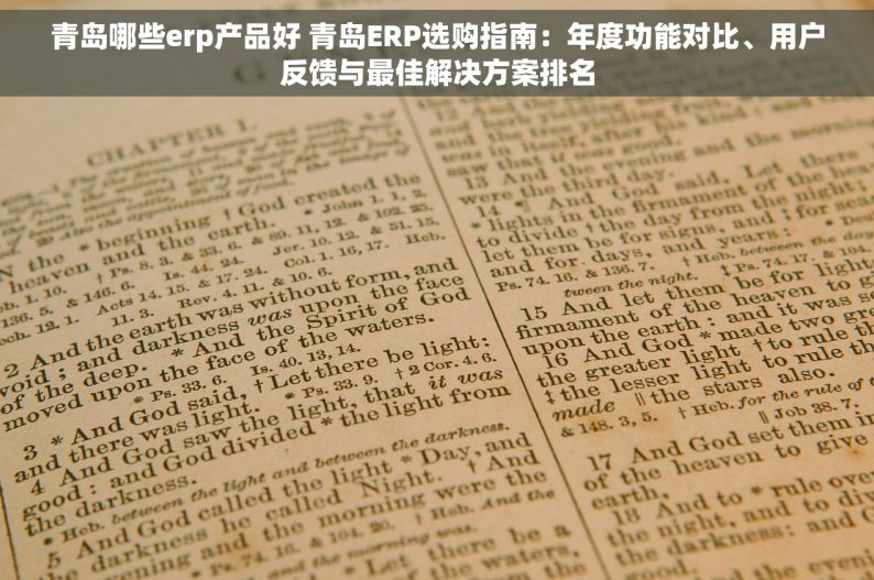 青岛哪些erp产品好 青岛ERP选购指南：年度功能对比、用户反馈与最佳解决方案排名