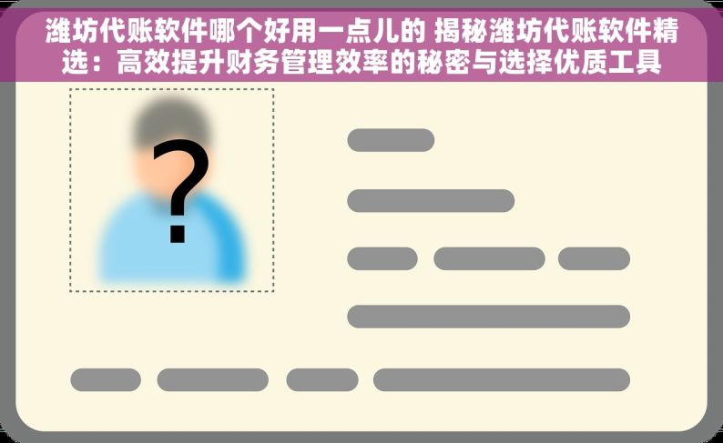 潍坊代账软件哪个好用一点儿的 揭秘潍坊代账软件精选：高效提升财务管理效率的秘密与选择优质工具