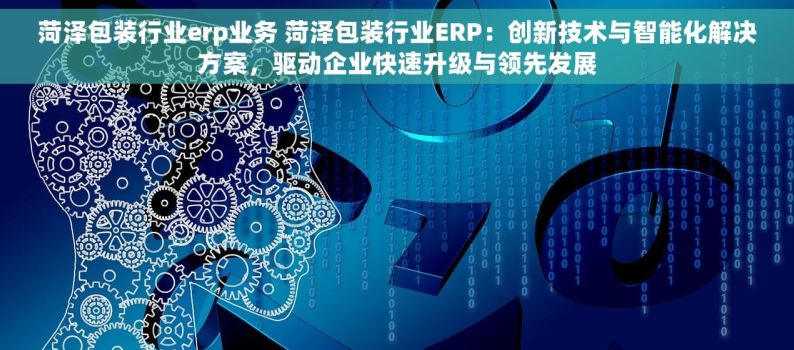 菏泽包装行业erp业务 菏泽包装行业ERP：创新技术与智能化解决方案，驱动企业快速升级与领先发展