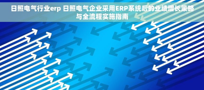 日照电气行业erp 日照电气企业采用ERP系统后的业绩增长策略与全流程实施指南