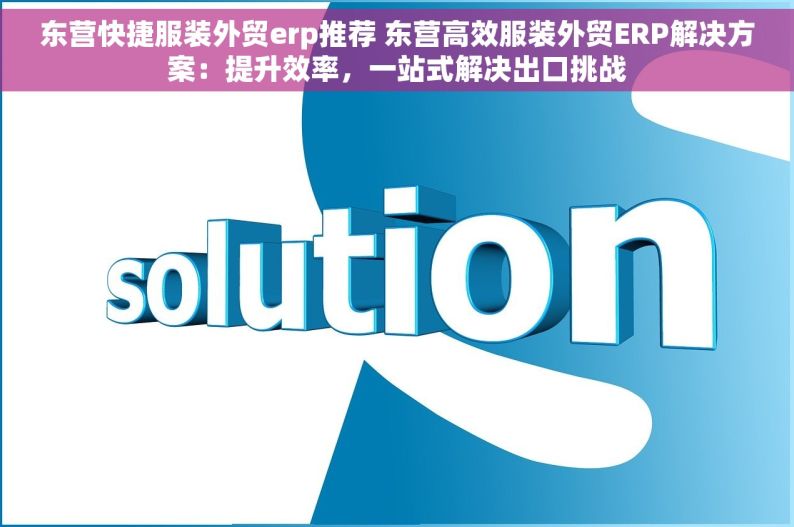 东营快捷服装外贸erp推荐 东营高效服装外贸ERP解决方案：提升效率，一站式解决出口挑战