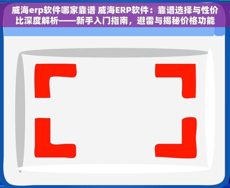 威海erp软件哪家靠谱 威海ERP软件：靠谱选择与性价比深度解析——新手入门指南，避雷与揭秘价格功能